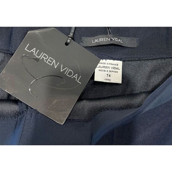 Lauren Vidal Women's Blue Dress Pants Size T4 Formal Flat Front - Picture 4 of 5